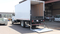 Folding Railgate in the down position on a box truck