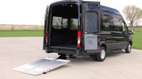 Cantilever Series liftgate in down position on Ford Transit Commercial Van