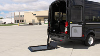 650 Series liftgate in down position on Ford Transit Van