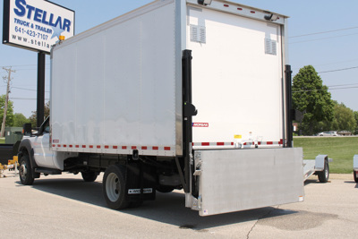 A straight truck with Tommy Gate RF liftgate installed