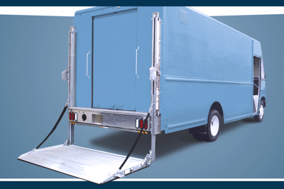 A Step Van with Tommy Gate RTC liftgate installed