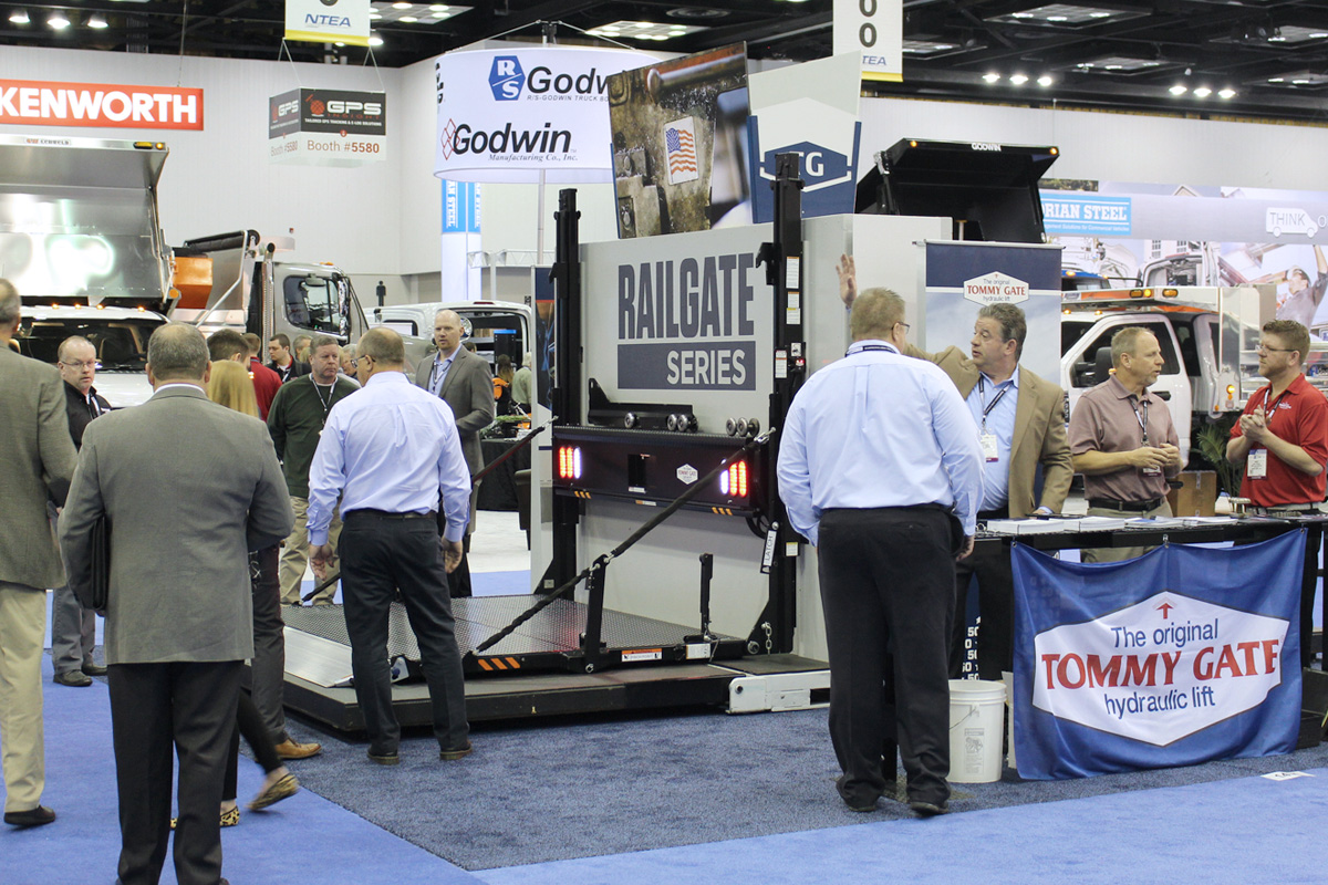A photo of the Tommy Gate booth at the 2017 NTEA Work Truck Show