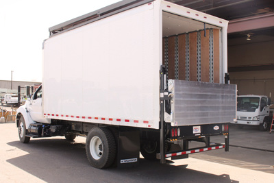 A Straight Truck with Tommy Gate Railgate 