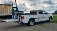 Galvanized G2-Series pickup liftgate on Tommy Gate demo truck